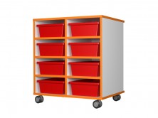 Mobile Tote Tray Unit 8   Red